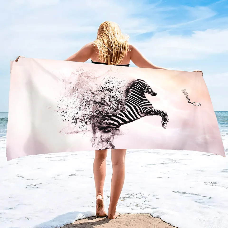 Zebra Beach Towels Oversized Microfiber Soft Large Absorbent Bath