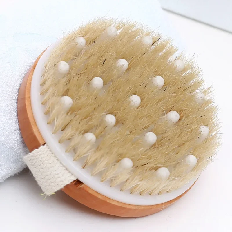 Natural Bristle Brush Soft Wet Dry Skin Body SPA Brush Bath Massager Home Dry Wet Back Shower Brushes Exfoliating Bathing Brush 4