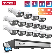 ZOSI-sistema de cámaras de seguridad PoE para exteriores, Kit de videovigilancia IP con foco de 5MP, H.265, 8MP, 4K, 16 canales, NVR, Audio de 2 vías
