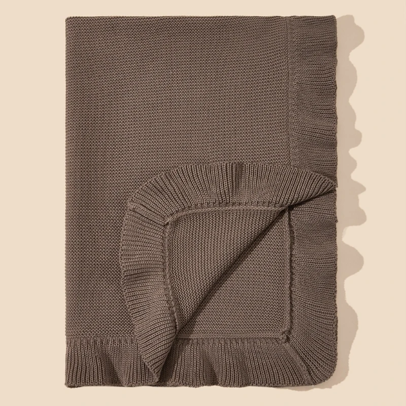 Baby Blanket for Newborns Cotton Ruffle Knitted Wrap Towel Soft and Breathable Bed Blanket for Autumn Winter 75x95cm 2