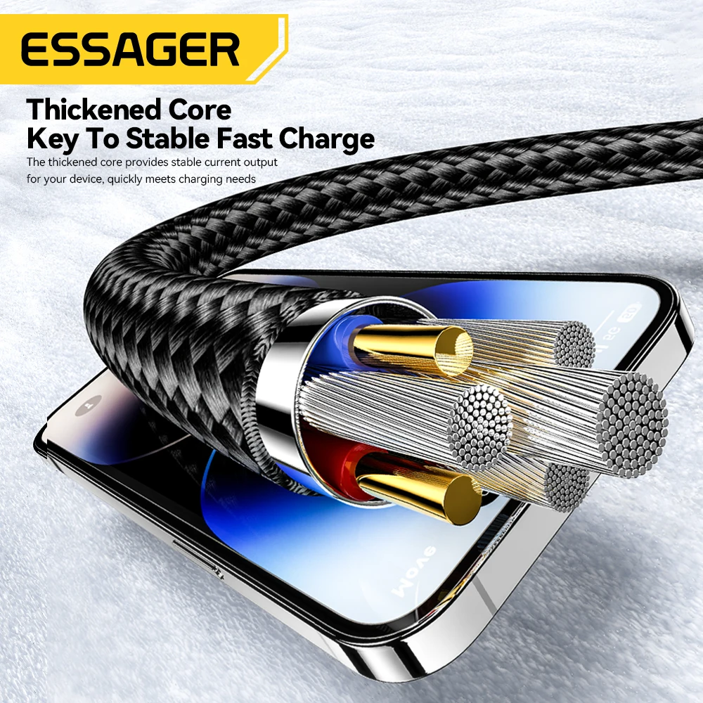 Essager 4-in-1 65W USB-C to Lightning & Type-C Fast Charging Cable