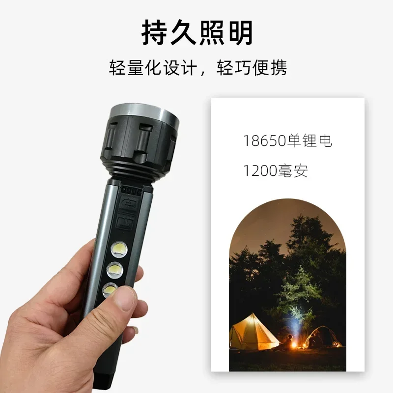 슈퍼 브라이트 태양열 LED 캠핑 손전등, COB 작업 조명, USB + 태양열 충전식 휴대용 방수 태양 램프, 4 가지 모드