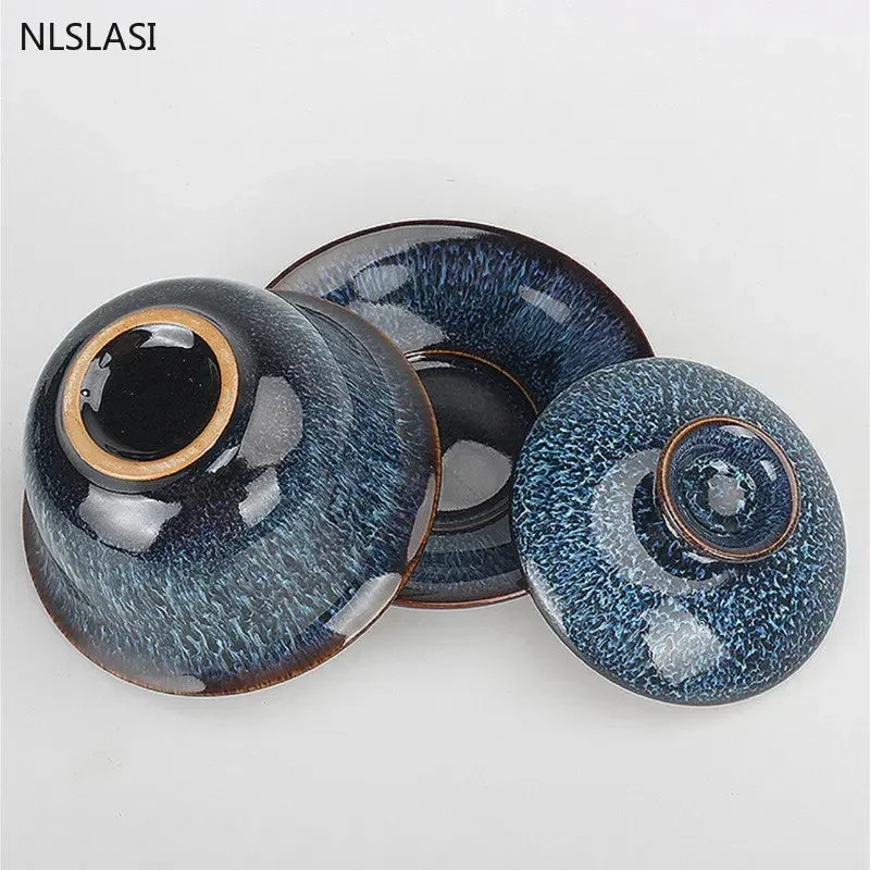 Tea set 140ml Vintage Ceramics Gaiwan Handmade with Lid Tea cup Home tea infuser Tradition ceremony accessories Portable set