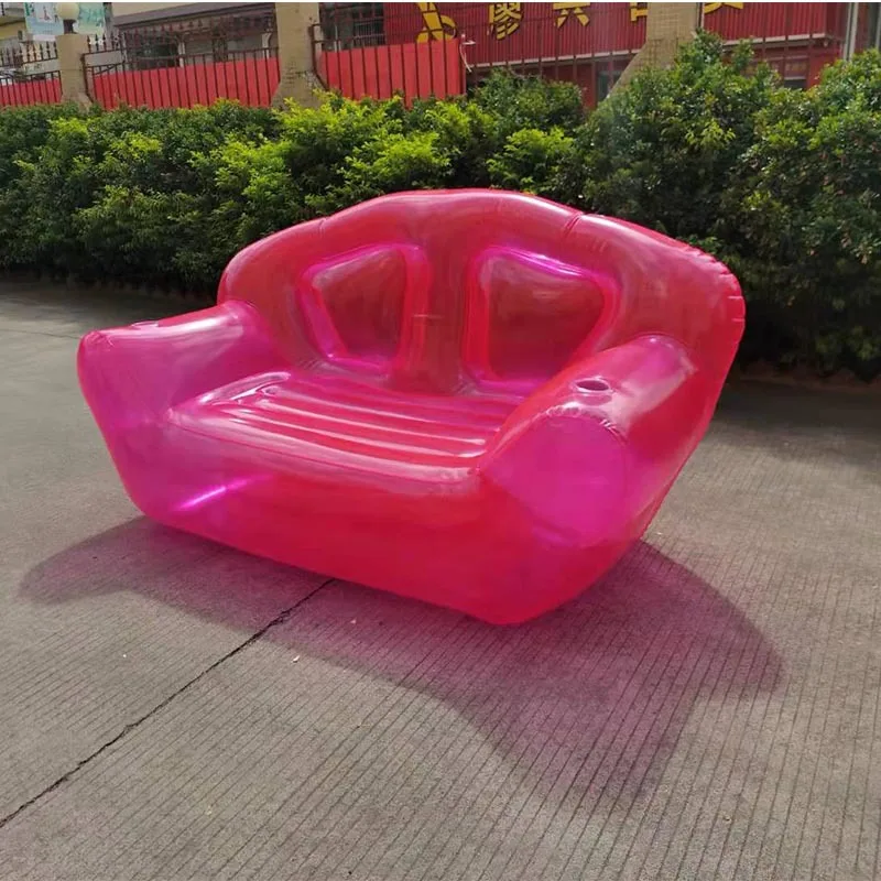 Inflatable Clear Pink Double Person Sofa Multifunctional Folding
