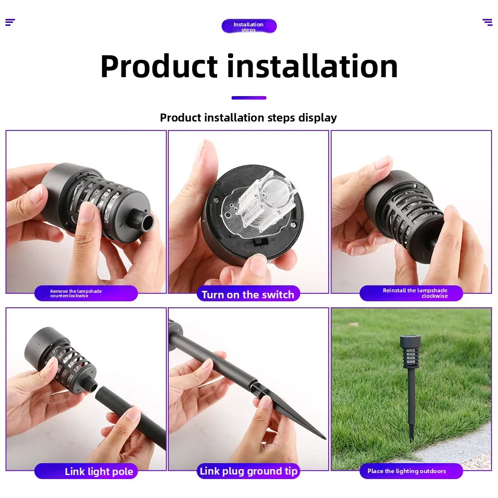 Lámpara Solar Antimosquitos, Impermeable, Eléctrica, Trampa para Moscas UV, para Jardín, Patio, Camping, Control de Insectos