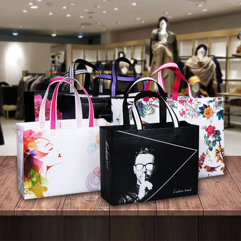 Flower Print Shopping Bag Tote Non-woven Fabric Eco Handbag Travel Grocery Folding Bags Clothing Packaging Bag Gifts Valentine's