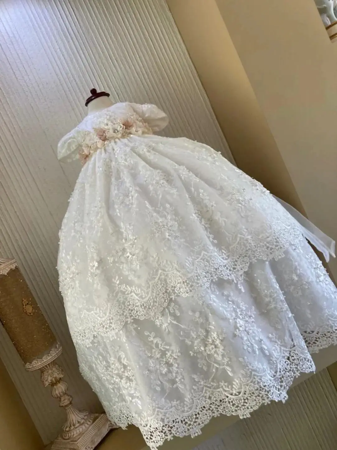 Lace Pearl Baby Gown 4