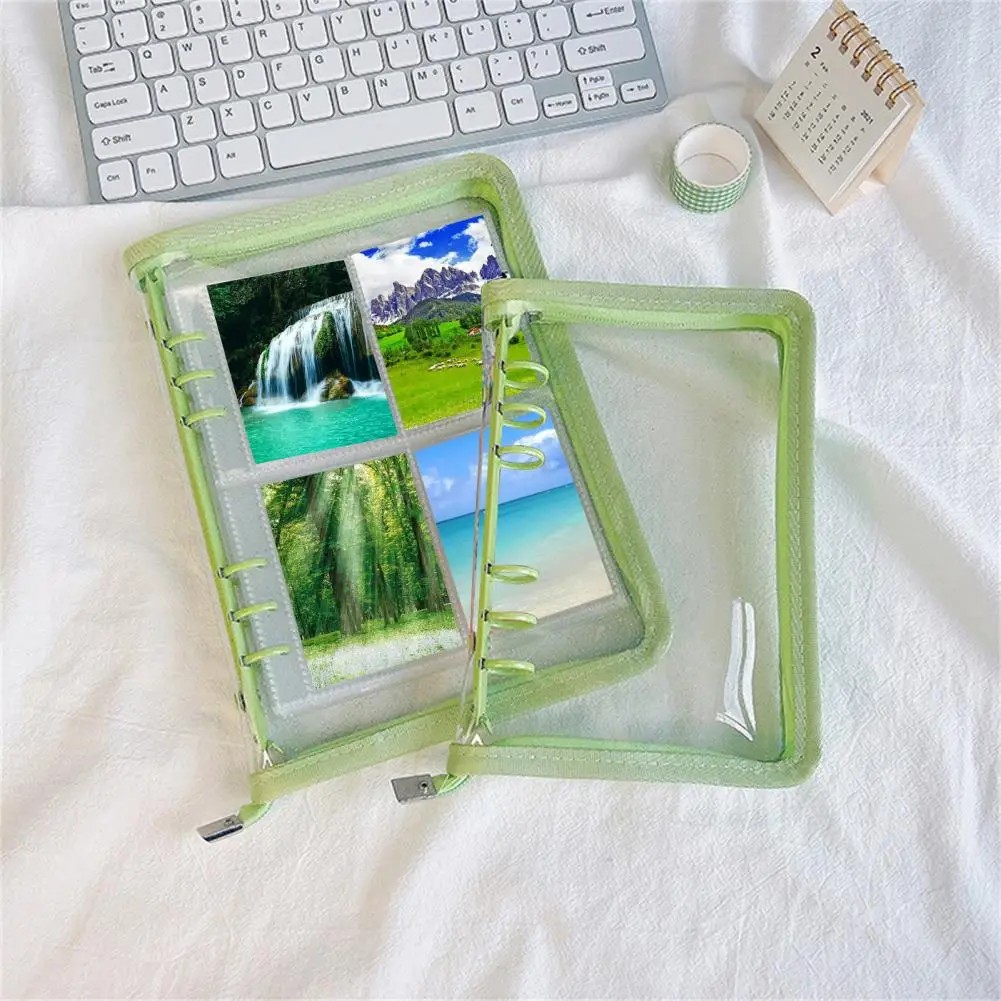 A5/A6 Diary Binder Flower Zipper Detachable Refreshing Waterproof 6 Rings School Stationery Clear Loose Leaf Notebook Cover kawaii transparent cover notebook mini journal 3 rings loose leaf note block pvc clear cover diary small size notepad 2pcs