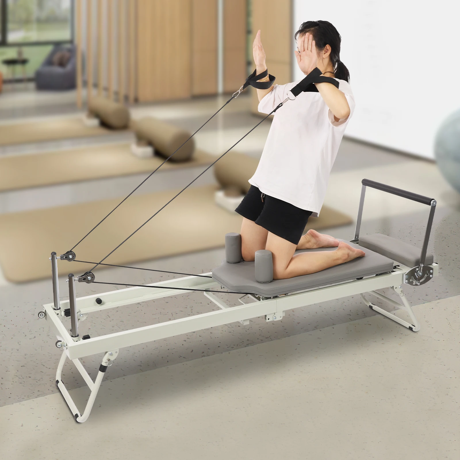 Foldable Pilates Reformer Machine, Multifunctional Yoga Fitness Equipment, Pilates Exercise Equipment 4