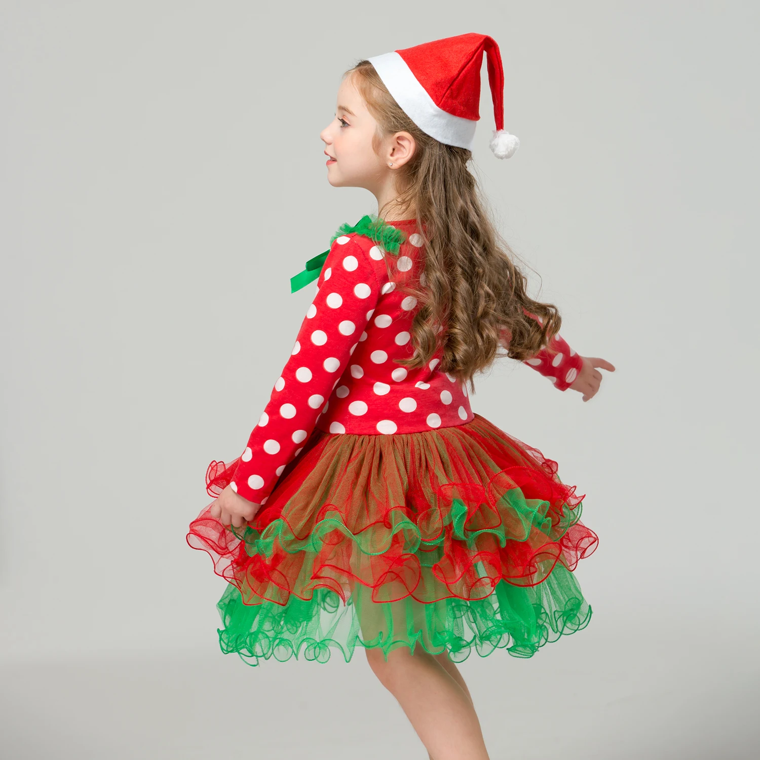 Girls Red Costume girls dress baby girl dress For Xmas Party Polka Dot Christmas Dress Santa Red Tutu Gown Baby Girl New Year Costume 1-6 Yrs