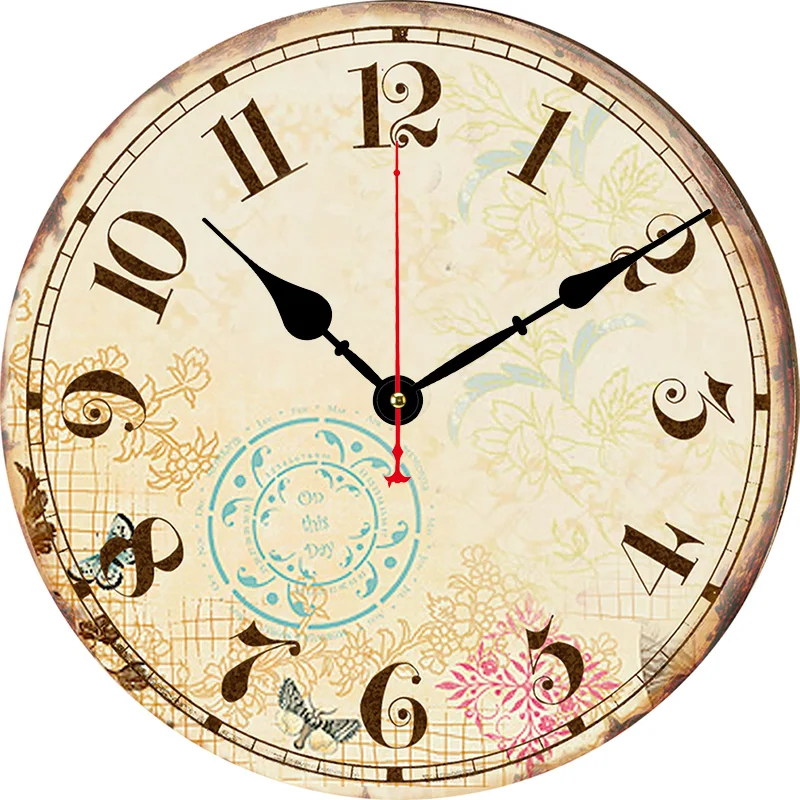 Vintage Wood Wall Clock Color:hlc20834r;Sheet Size:10inch(25CM)