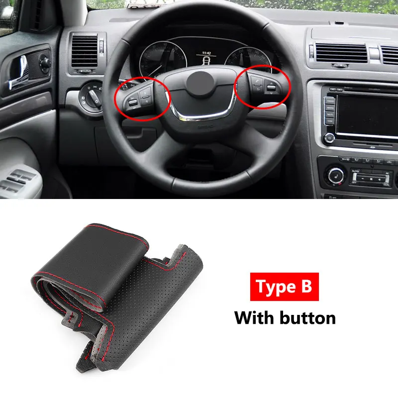 Carbon Faser + Leder Auto Lenkrad Abdeckung Für Skoda Octavia A5 A7 RS  Octavia 2 3 Combi Auto innen zubehör - AliExpress