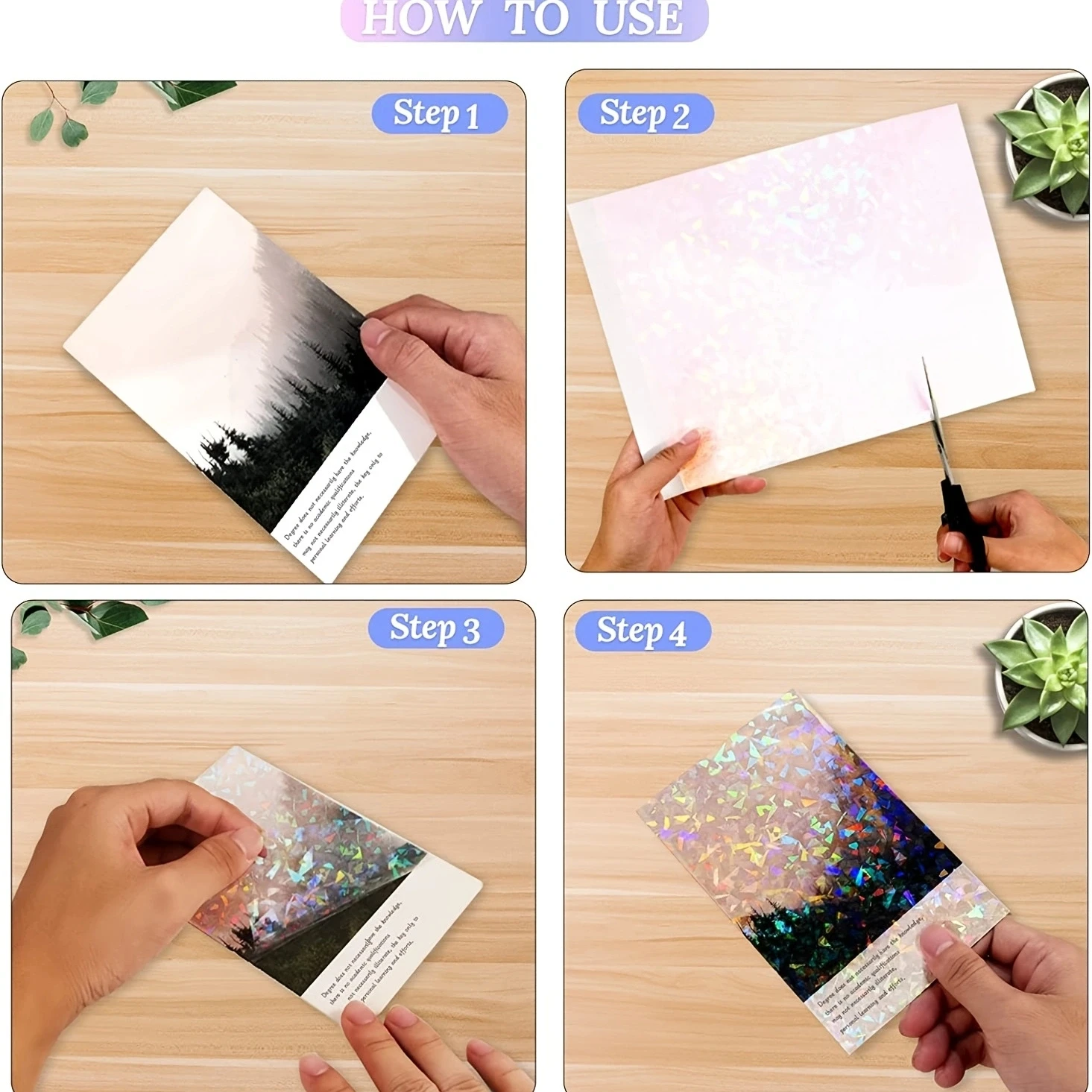 10 Sheets Waterproof Cold Laminating Film A4 Hologram Star Dot Self-adhesive paper film DIY Package Card Photo Laminating Film