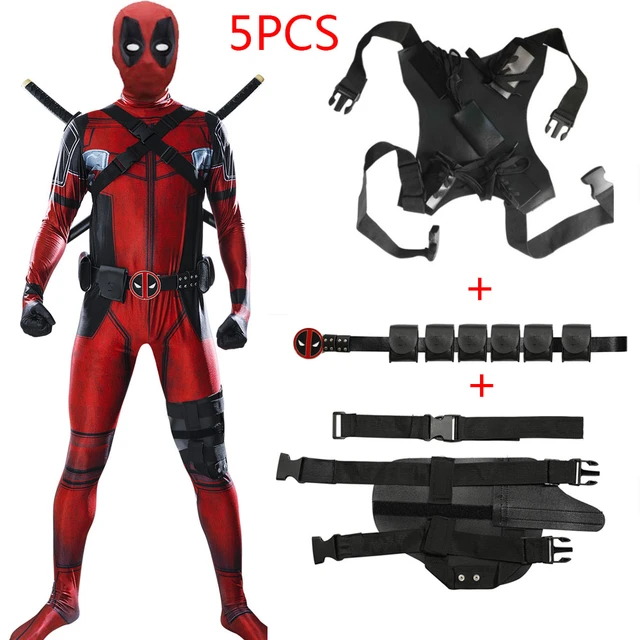 Anime Kids Adult Superhero Deadpool Cosplay Costumes Bodysuit Attached Mask  Suits Halloween Party for Boy Girls