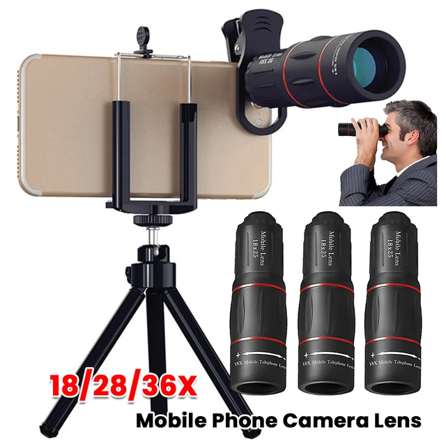 18/28/36X Mobile Phone Camera Lens Clip-On Zoom HD Telescope Lens Universal Phone Camera Telephoto Lens for Smartphone