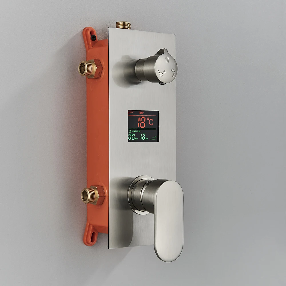 Chrome Polish 2 Ways/3 Ways Valve Mixer Bathroom Shower Faucet Accessory Concealed LED Digital Display Shower Panel Mixer Valve