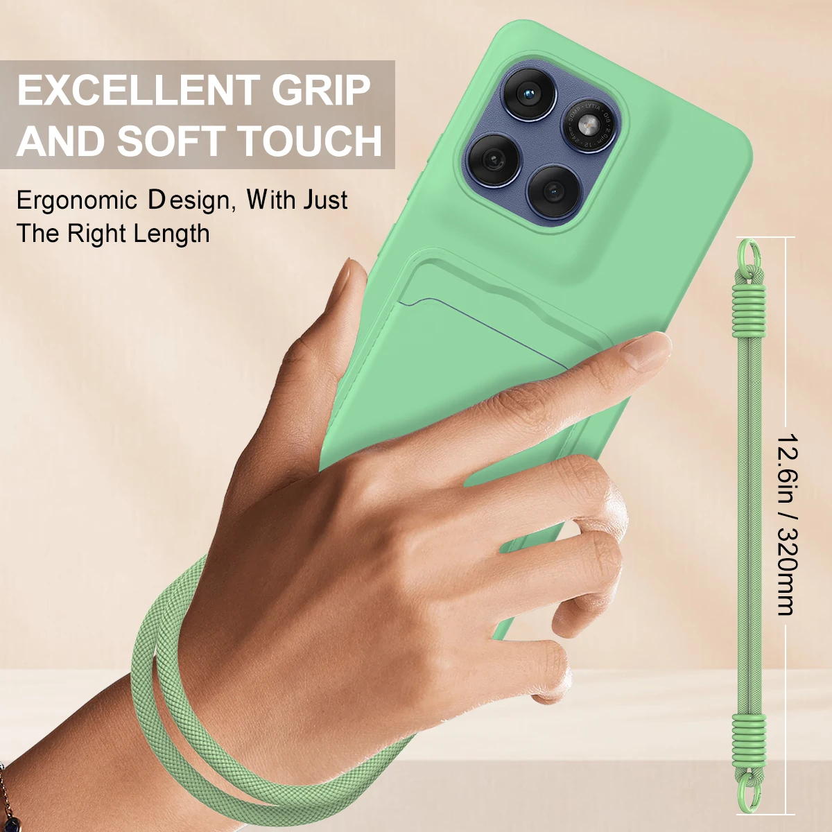 Lanyard Rope Phone Case with Silicone Card Holder and Fall Prevention Cover