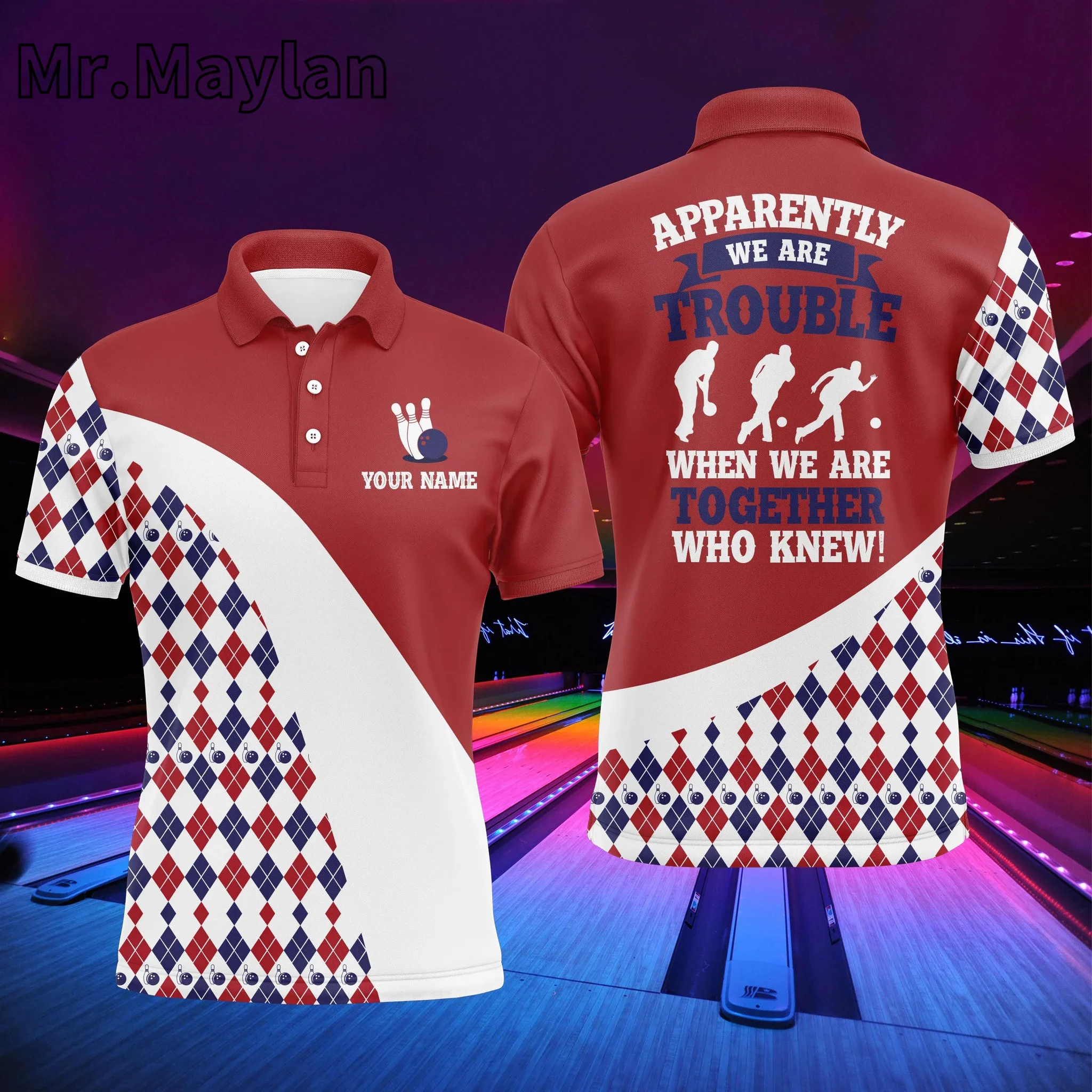 Bowling Sports Polo T Shirt For Men Fashion Name Team Clothing Casual Lapel Loose Short Sleeve Tops Ladies Golf Wear Tees casual short sleeved shirt short sleeved shirt