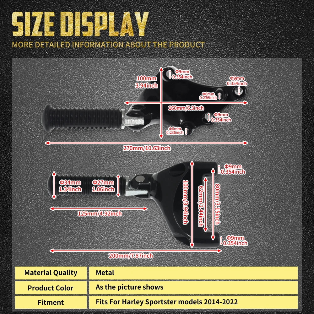 ONETK Fußrasten Für Harley Sportster 883 1200 2014-2020 - Schwarz