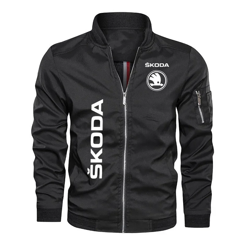 

2023 Spring autumn high quality men's jacket Skoda car logo print Bomber Military Jacket Coat Hip Hop Men's Baseball Jacket