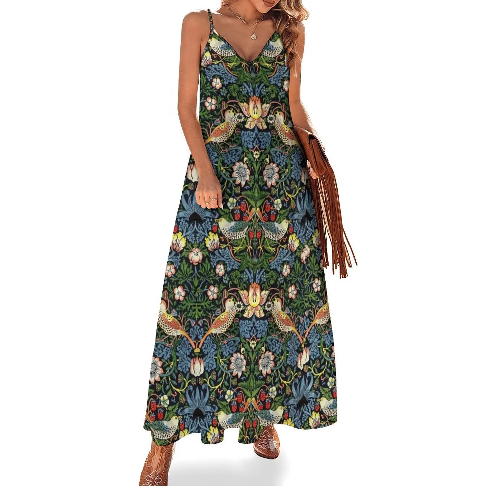 

William Morris Strawberry Thief - 1883 Sleeveless Dress summer dress woman 2024 fairy dress elegant Women's long