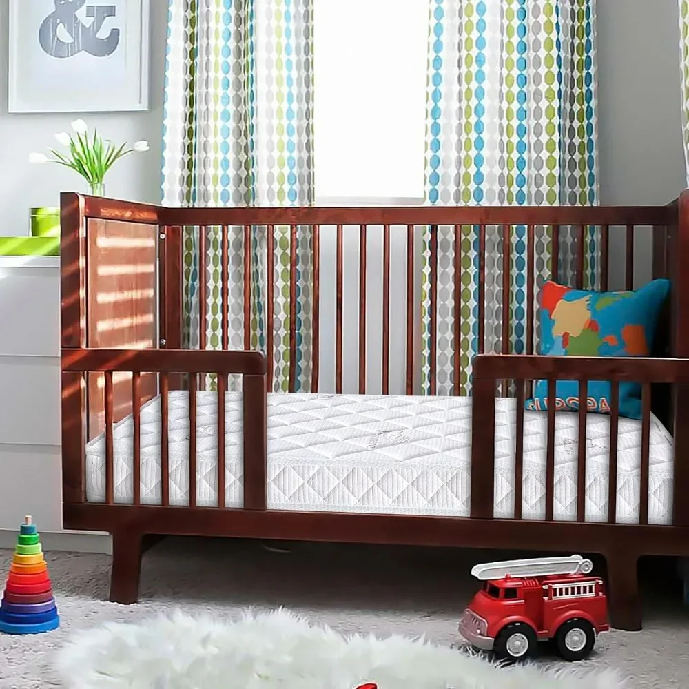 Premium Dual-Sided Crib & Toddler Mattress,100% Knitted Fabric,Premium Fleece-Hypoallergenic,5" Firm Soft Crib Mattress 2