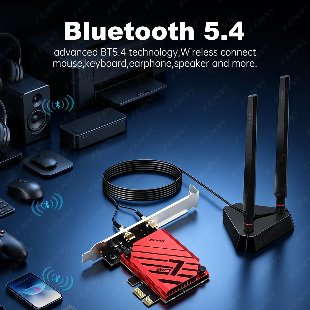 FENVI WiFi 7 BE6500 PCIE 무선 어댑터 BT5.4 트라이 밴드 6500Mbps 2.4G/5G/6Ghz WiFi7 MT7925 네트워크 어댑터 AMD PC Win 10/11용