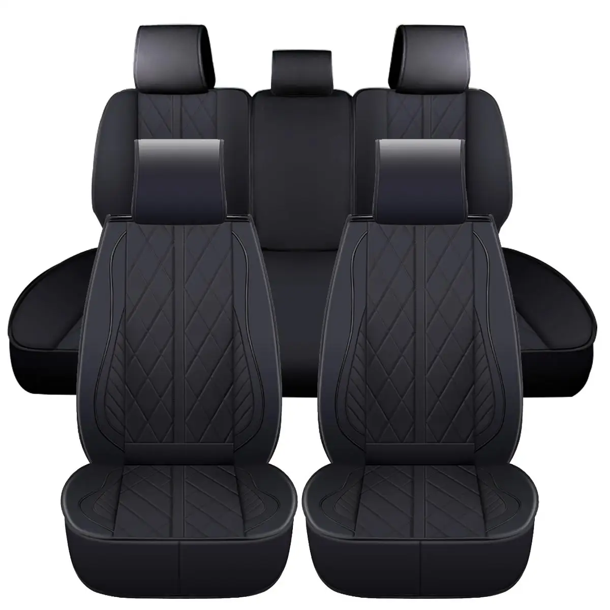 

Для Ford F150 F250 F350 F450 экипажная кабина 2009-2022 из искусственной кожи 5-местные полноразмерные чехлы на автомобильные сиденья кожаная передняя + задняя подушка