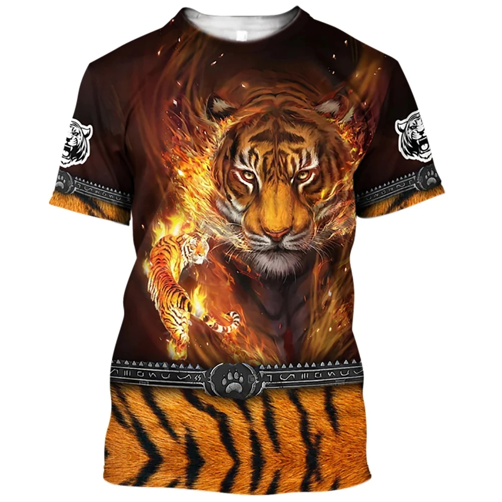

Funny 3D Tiger Print T Shirt for Men Hip Hop Trend Harajuku Streetwear Summer Outdoor Sports Short Sleeve Tops Loose O-neck Tee