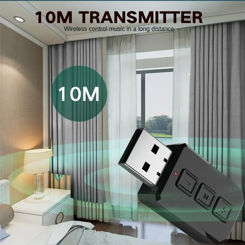 Bluetooth 5.0 Audio Receiver Transmitter 2 IN 1 USB Mini Stereo Bluetooth AUX RCA USB 3.5mm Jack For TV PC Car Wireless Adapter
