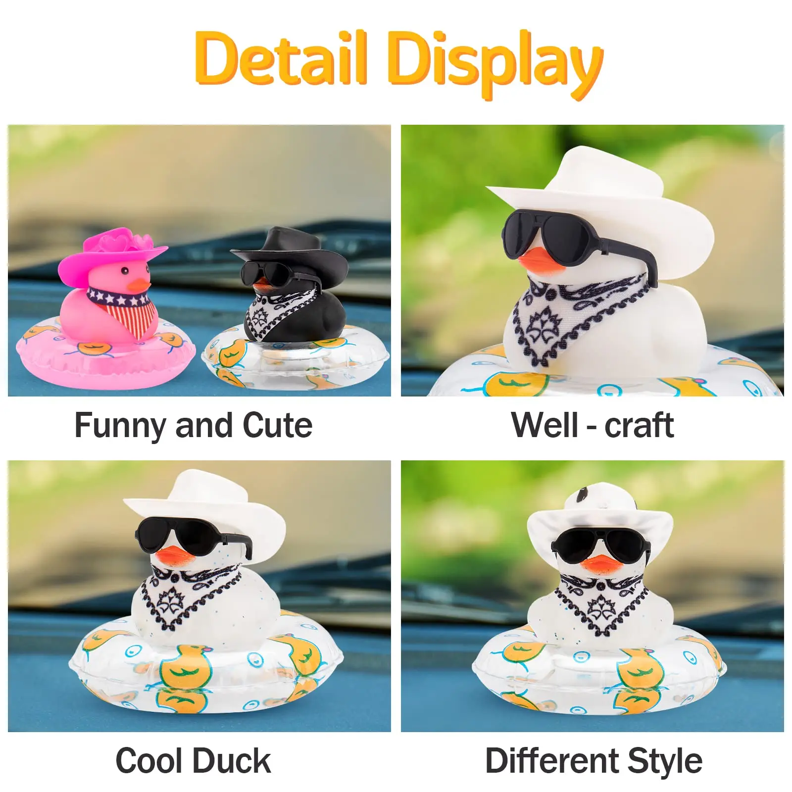 Car Duck Rubber Duck Car Ornaments Duck Car Dashboard Decorations 3