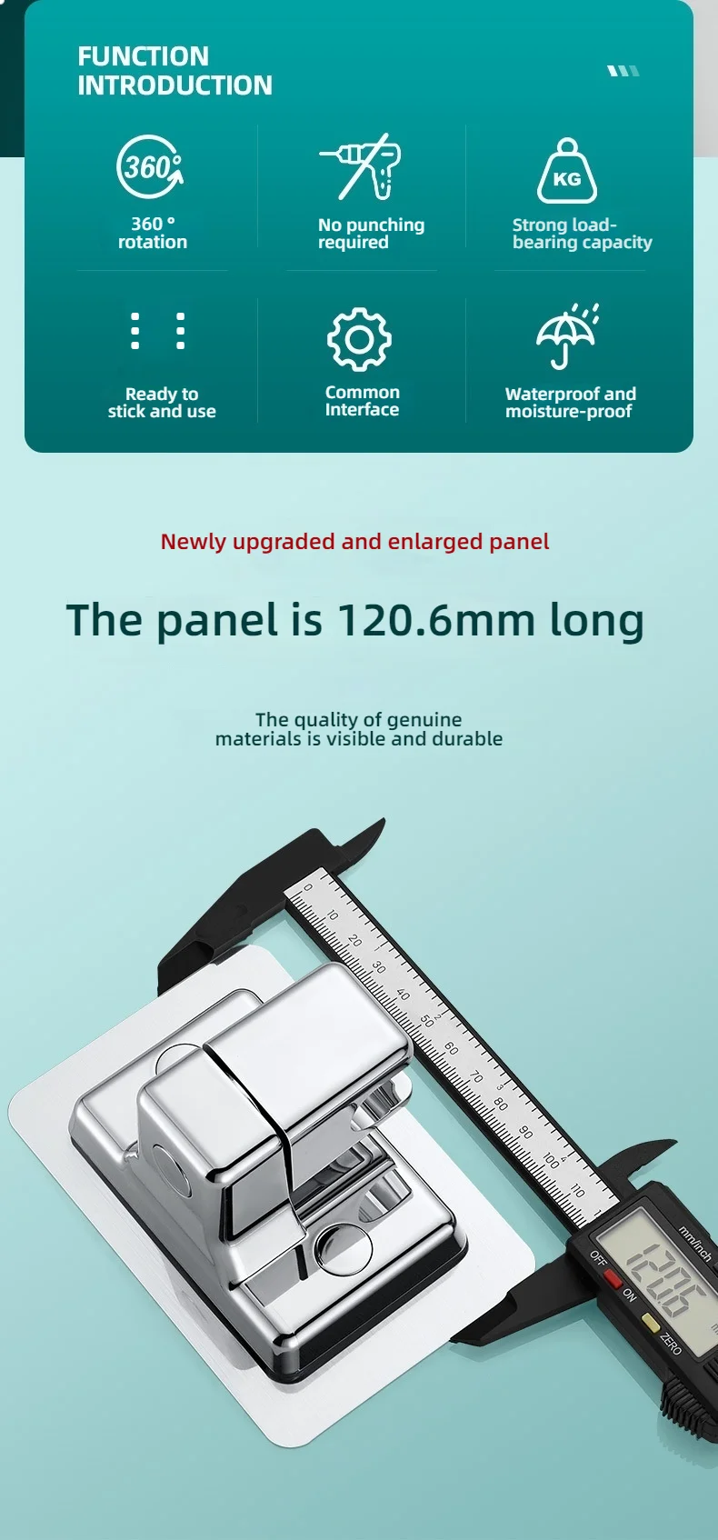 Description Picture 3 of itemShower Head Holder Adjustable Wall Mounted Shower Holder Self-Adhesive Showerhead Handheld Bracket Bathroom Accessories