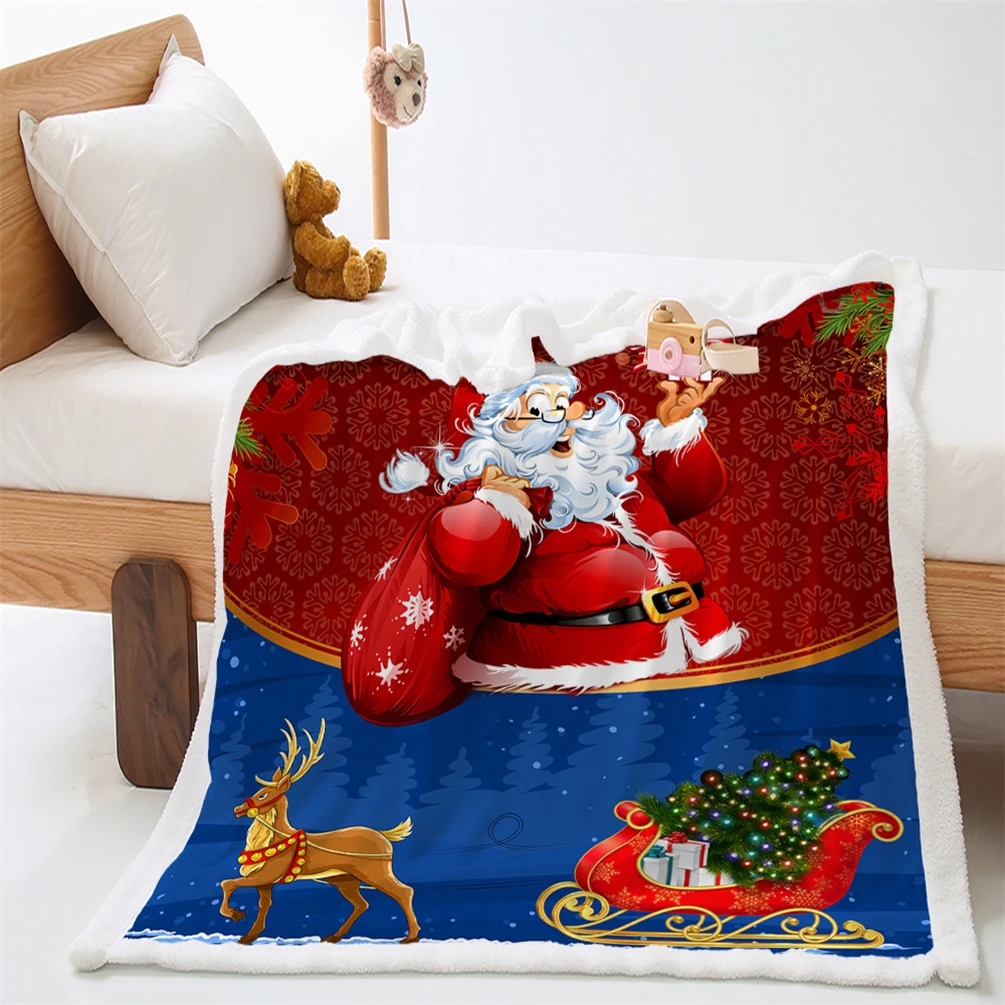 

Cartoon Santa Claus Blanket Home Multi-functional Lamb Blanket Office Nap Blanket Soft Skin-friendly Shawl Blanket