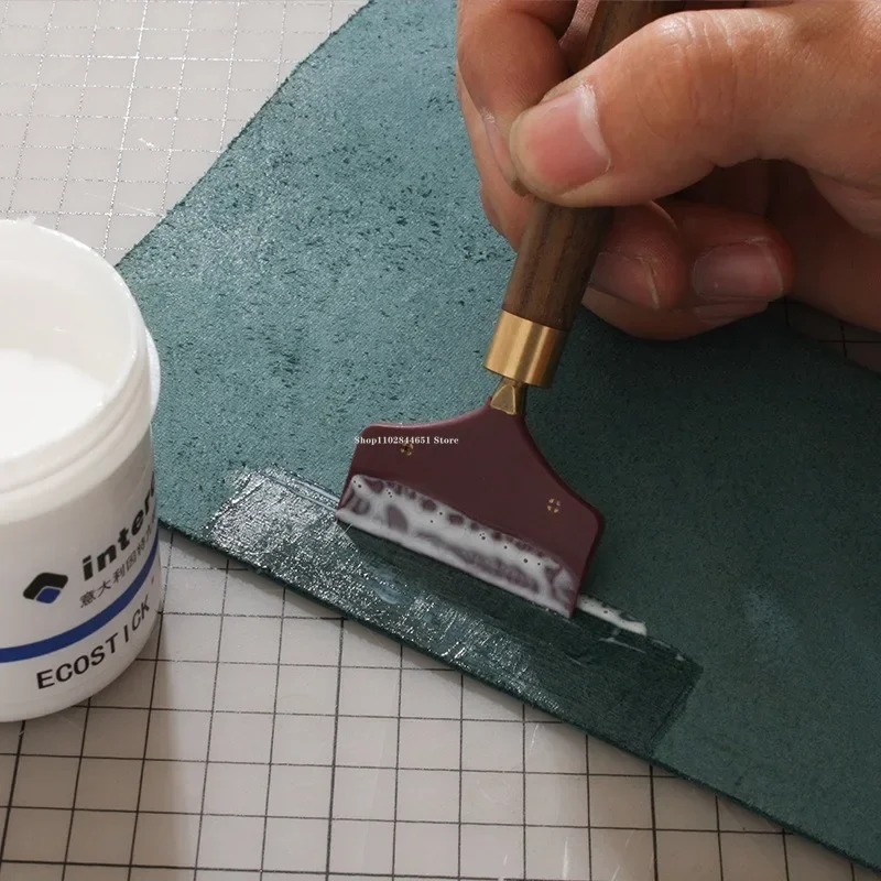 Wooden Handle Scraping Board Hard Silicone Head Leather Making Tool DIY Leather Products Gluing Spread Evenly Scraping Tool