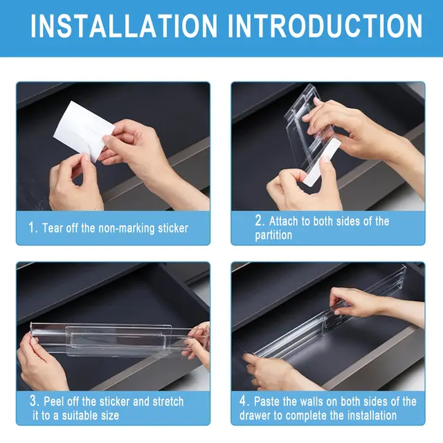 간편한 설치와 내구성 있는 소재로 서랍을 깔끔하고 정리된 상태로 유지하는 서랍 정리의 궁극적 해결책