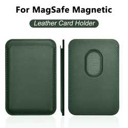 Premium Magsafe Magnetic Leather Wallet Card Holder Case - Leather Wallet (Dark Green)
