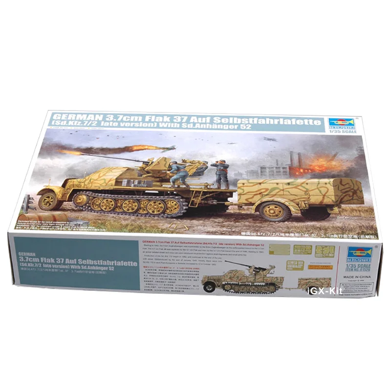 

Trumpeter 01526 1/35 German 37MM Flak 37 SdKfz 7/2 Half Track Self Propelled Gun Military Plastic Assembly Building Model Kit