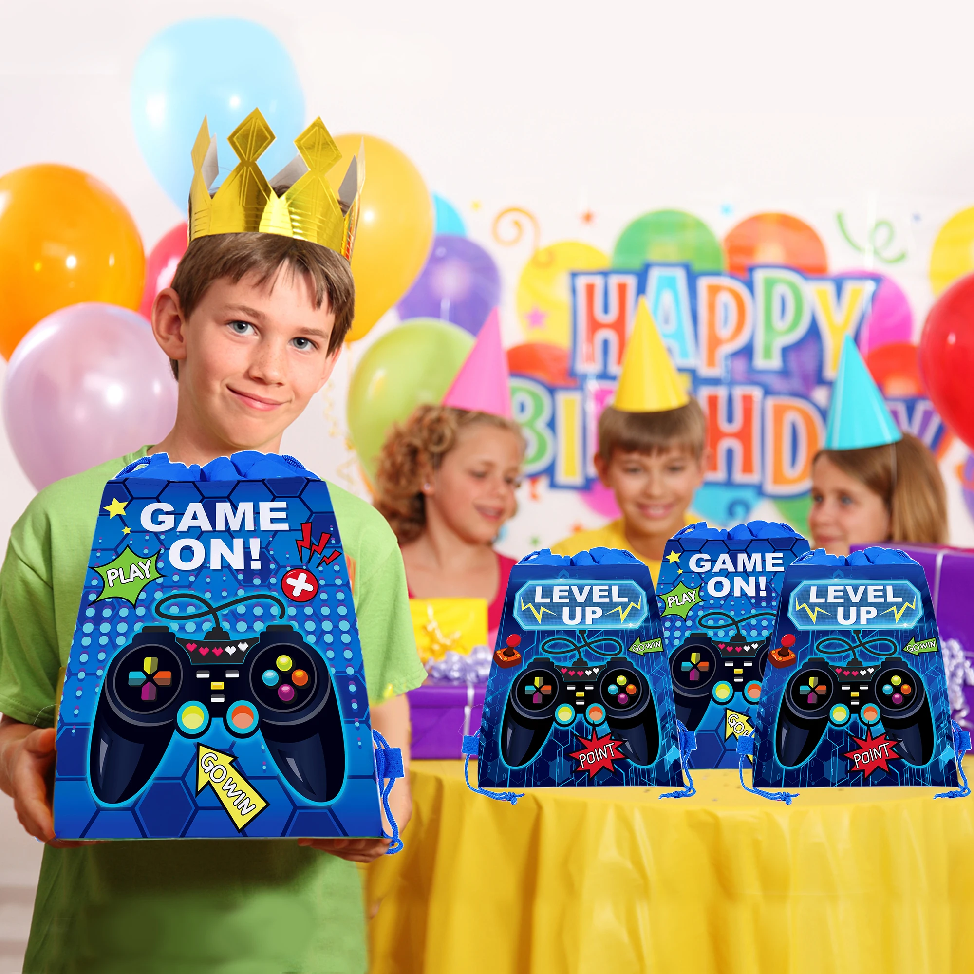 10pcsCartoonHandleGameBirthdayPartyGiftsDrawstringNonwoven