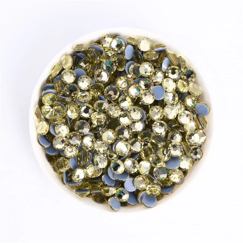 QIIY Gelbe Serie Glas-Strasssteine mit flacher Rückseite, Champagner, rund, zum Aufkleben auf Diamanten, nicht heiße Fix-Steine für Nagelkunst, Kleidung, Dekoration – Detail 10