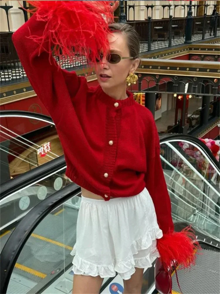 Fashion Patchwork Cardigan Sweater Women's Long Sleeve High Waist Slim Fluffy Y2k Clothes Outwear Female Knitwear Coat New