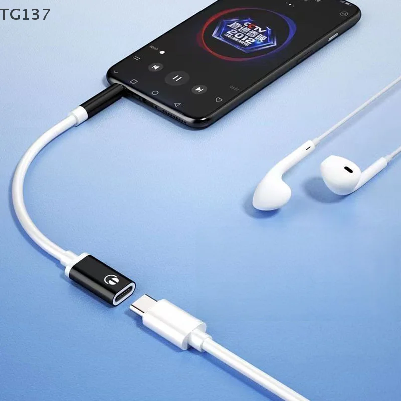 1개 3.5mm to 타입 C 여성 플랫 헤드 어댑터 케이블 아날로그 오디오 헤드폰 잭 to USB-C 컨버터