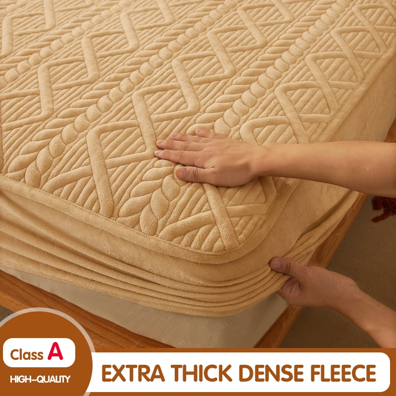 

Pure Color Fleece Fitted Sheet With Elastic Band, Very Thick for Winter ,Single/Couble Bed,Anti-Bacterial Anti-Static