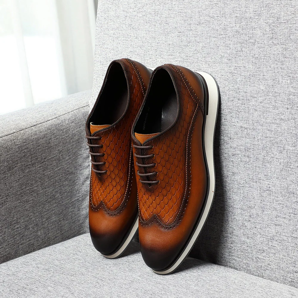 Male Natural Genuine Leather Sneakers Classic European Style Snake Print Casual Flat Shoes 2023 Fashion Party Social Oxfords 3