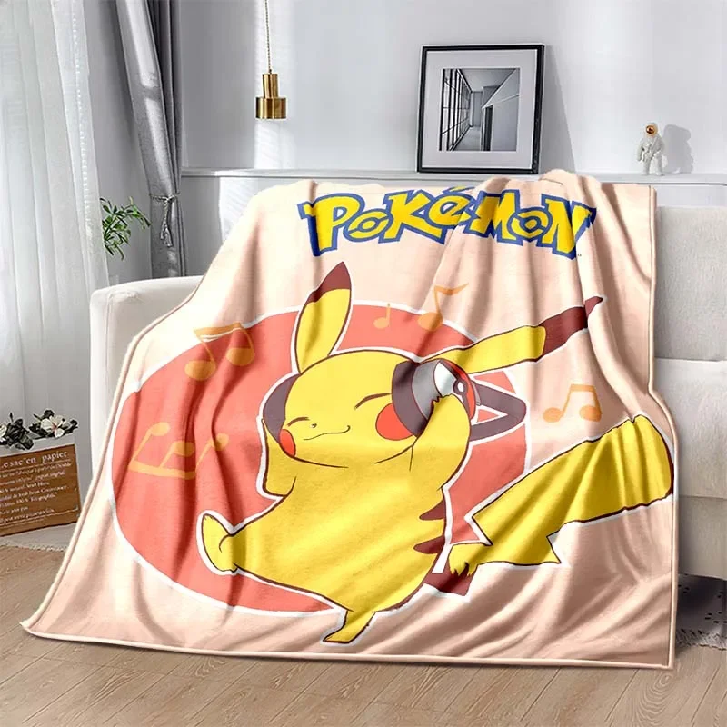 6 Size Warm Soft Pokémon Stitch Pikachu Print Blanket Fluffy Children and Adults Sofa Plush Bedspread Throw Blanket for Sofa Bed 3