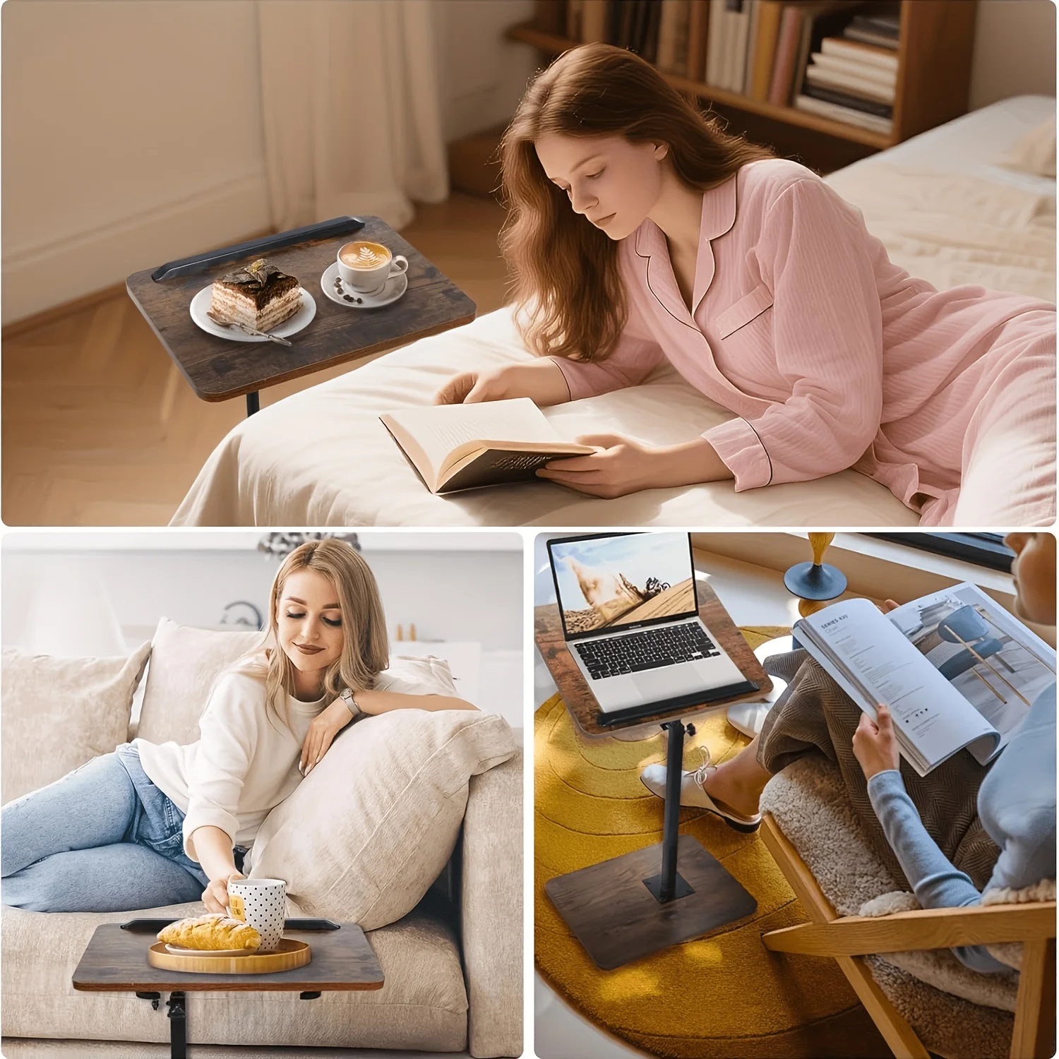 Portable Laptop Desk Adjustable Rotating Tray Stand for Sofa Bed Office Travel