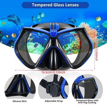 Diving Mask Swimming Goggles For GoPro Underwater Sports Camera Tempered Glass Professional Scuba Dry Snorkel Tube Adults Youth 4