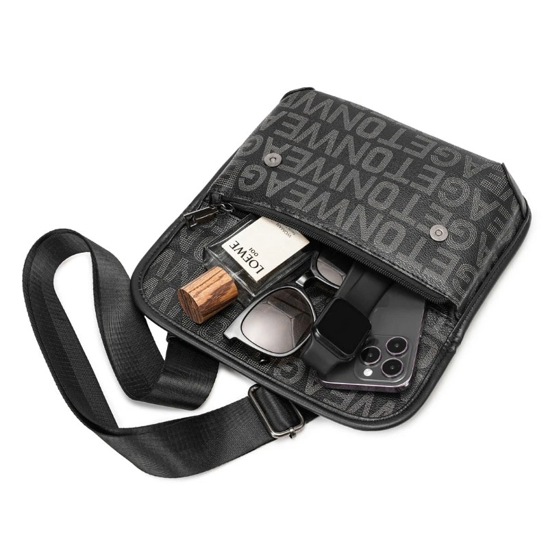 2024 New Letter Printed Trendy Tiger Head Bag Fashion One Shoulder Men's Bag Leisure Motorcycle Bag Sports Outdoor Chest Bag