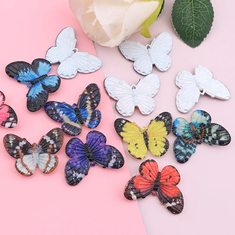 

10Pcs Chroma Butterfly DIY Icebox Shoes Hat Barrette Mobile Phone Case Decoration Cream Glue Scrapbook Flat Back Resin