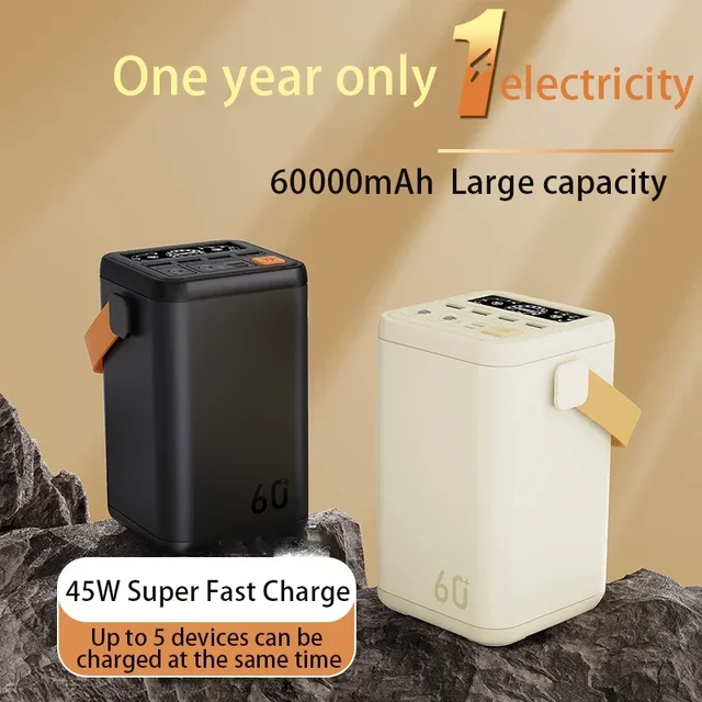 PURFIELD 60000mAh Large Capacity Power Bank Portable USB C Fast Charging Mobile External Battery For iPhone 15 16 Samsung Xiaomi