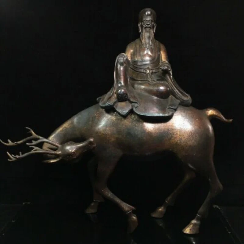 

Old antique Tibetan Buddhism temple dynasty bronze gilt character Incense Burner
